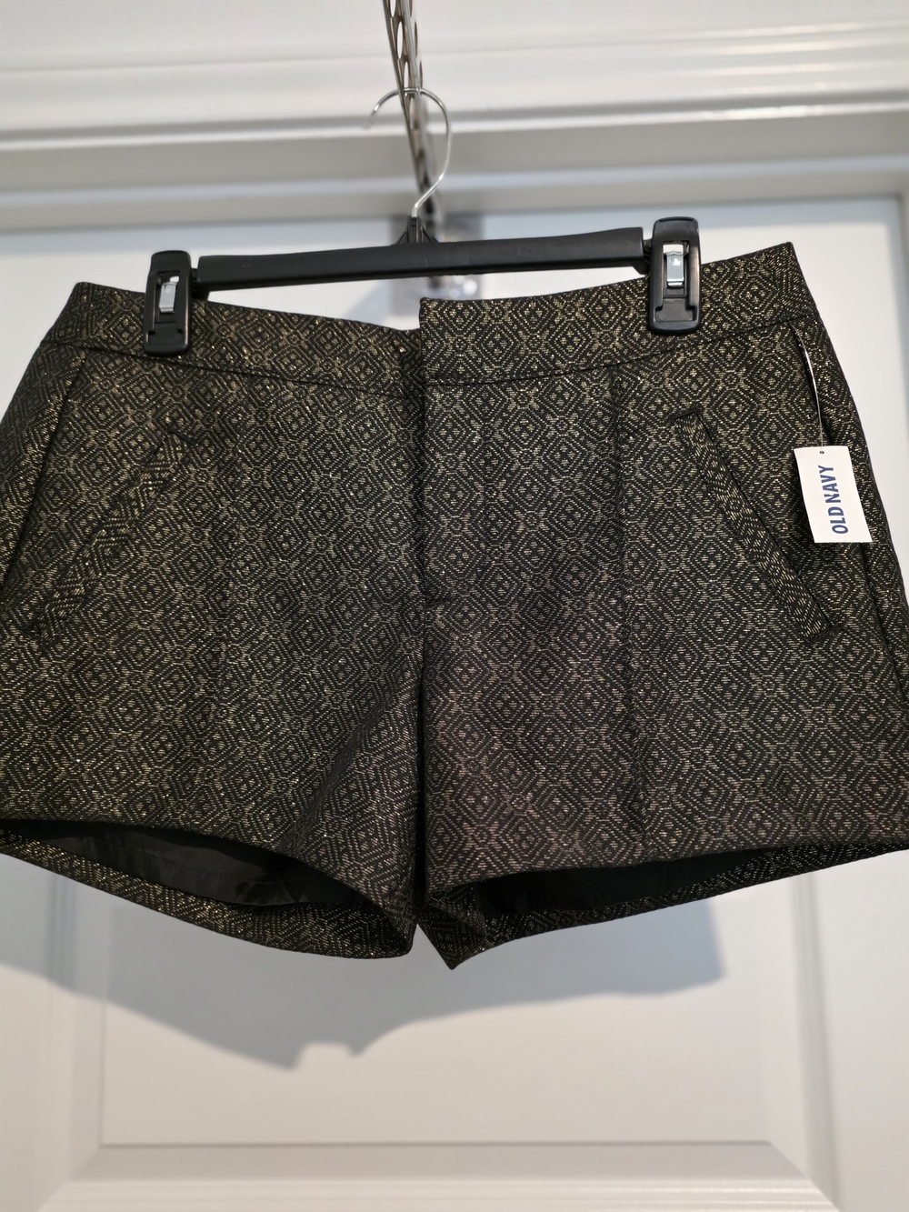 Old Navy Black & Gold Patterned Women's Dress Shorts